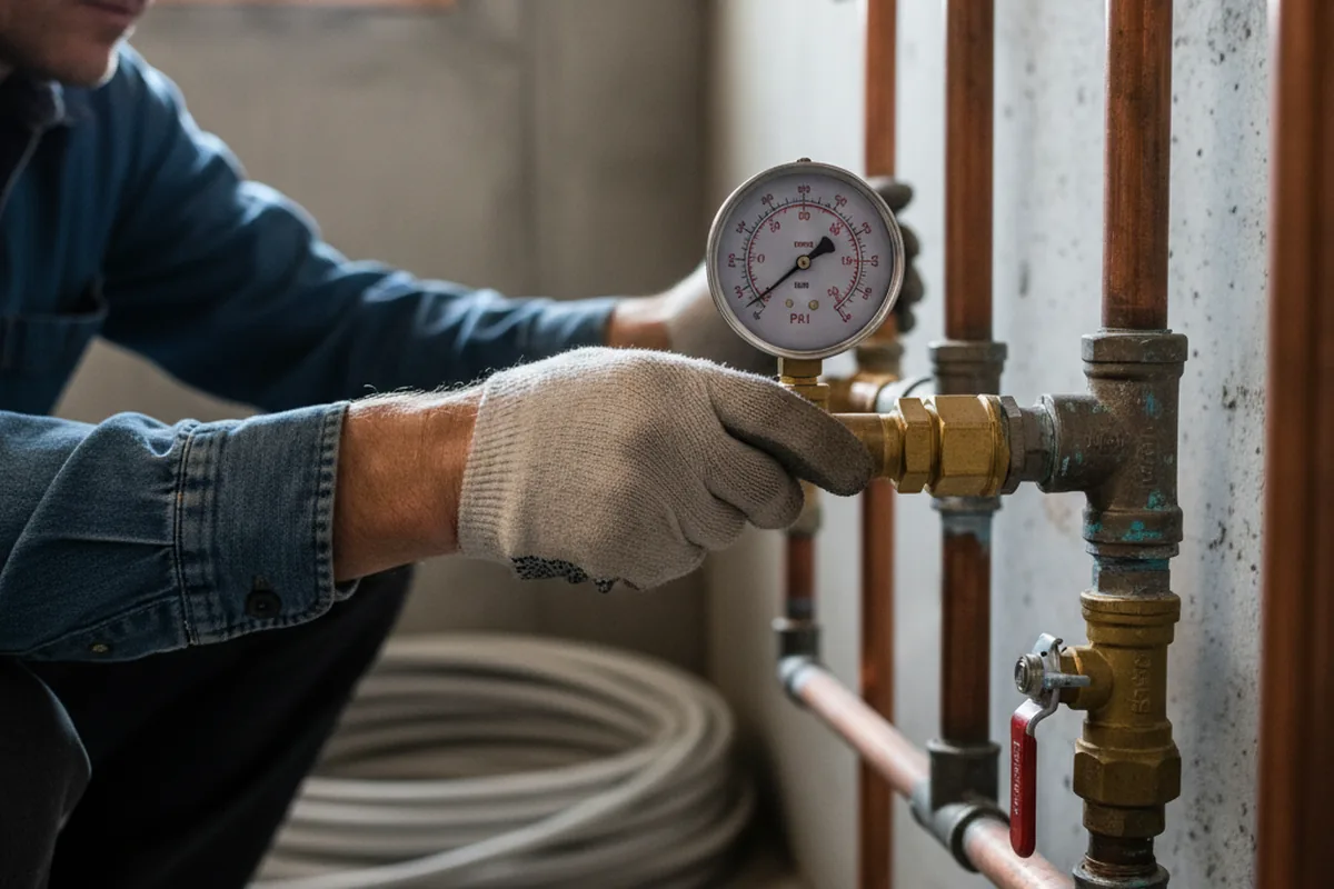 Pressure testing a repaired line during Water Line Repair in Irving